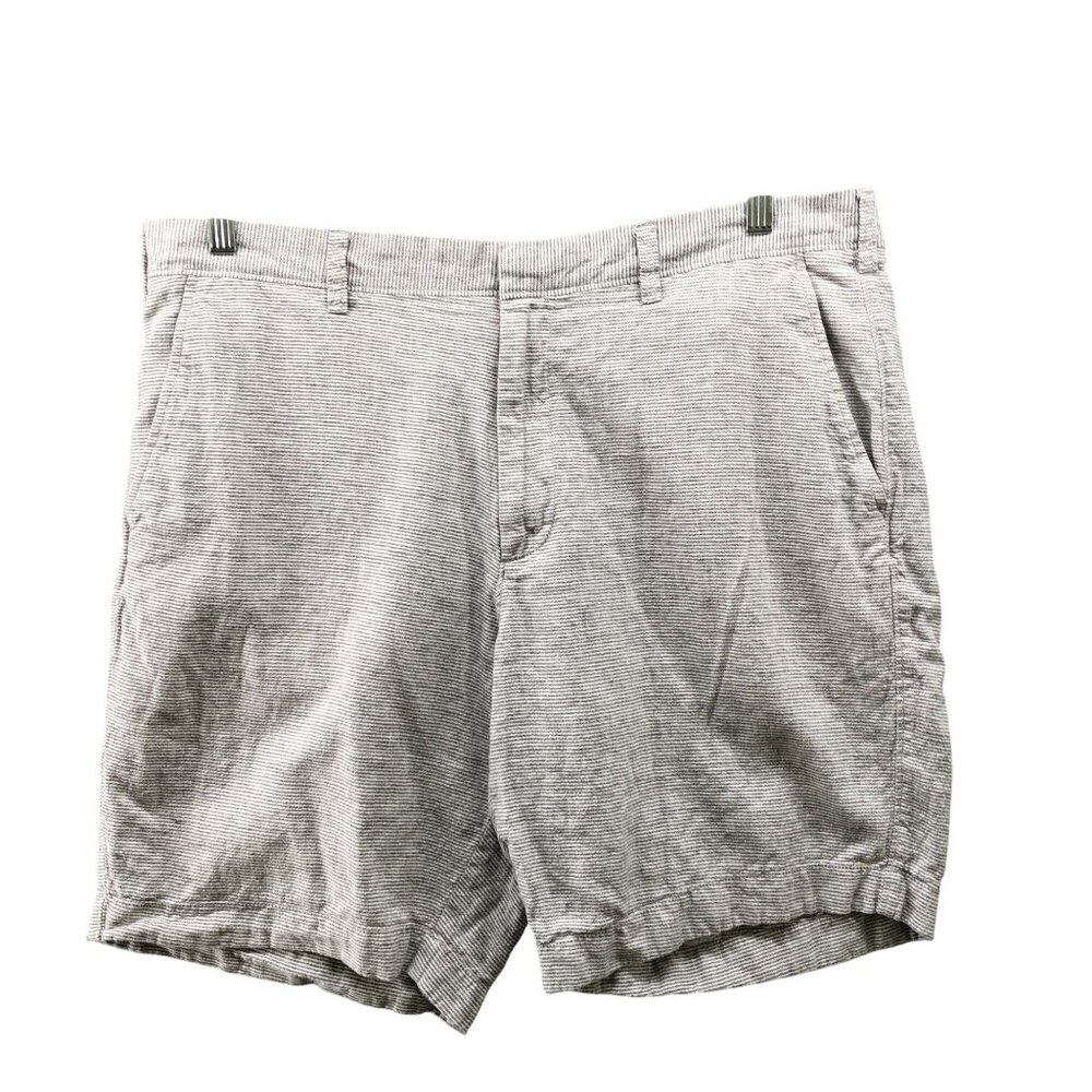 J. Crew 9'' Gramercy Linen Cotton Shorts Mens 38 Gray White Stripes Chino